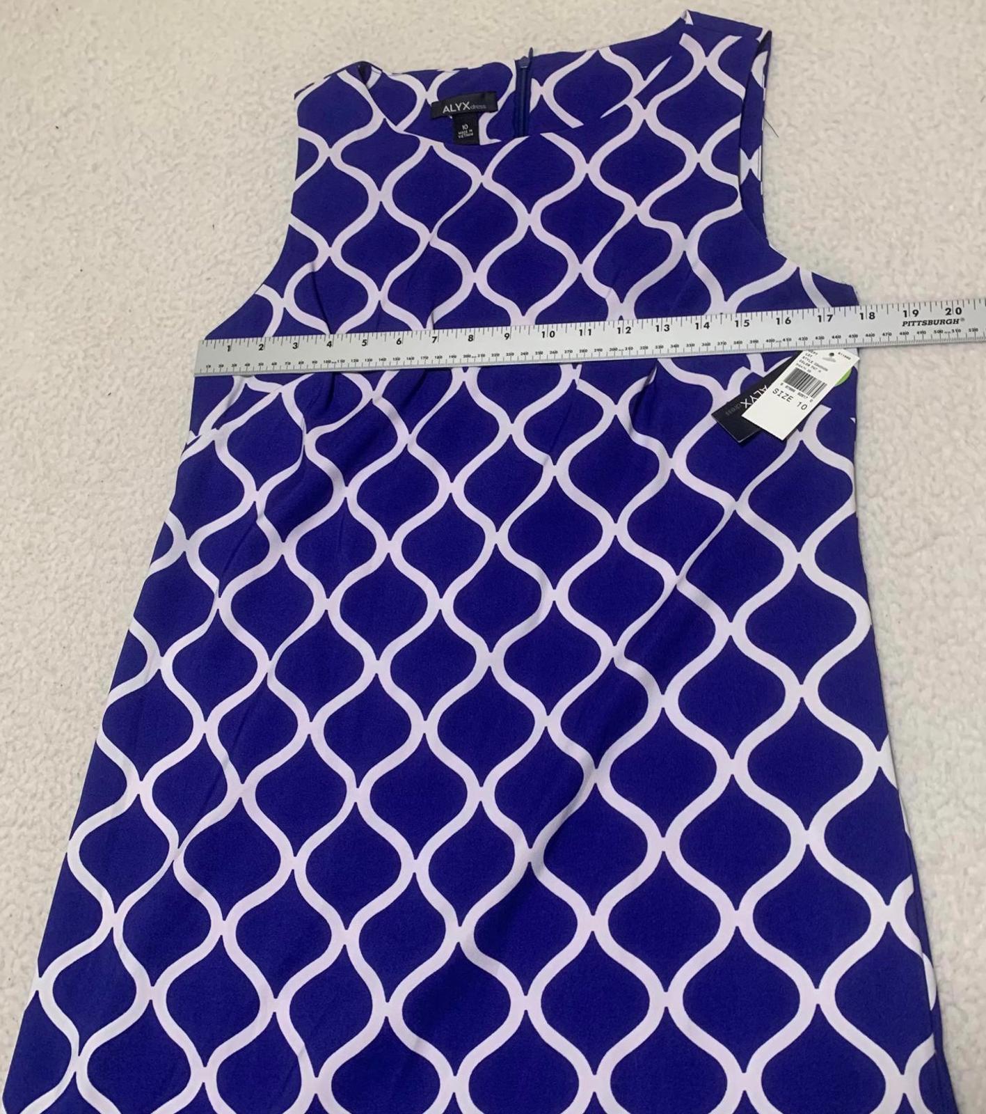 ALYX dress Women's Size 10 Royal Blue White Patterned Sleeveless Dress