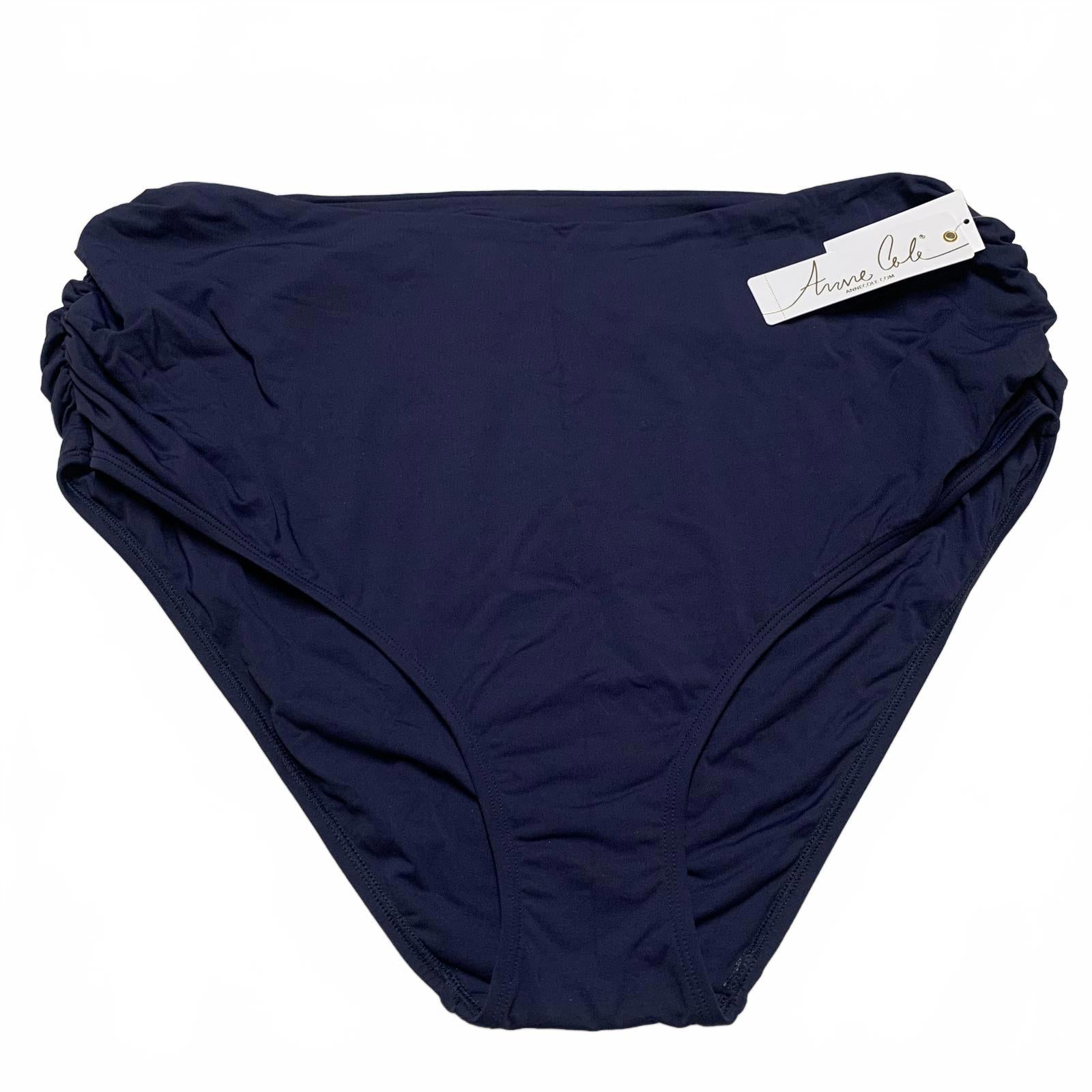 Anne Cole Women's Bikini Swim Bottom Plus Sz 24W Navy Blue Convertible 3 ways