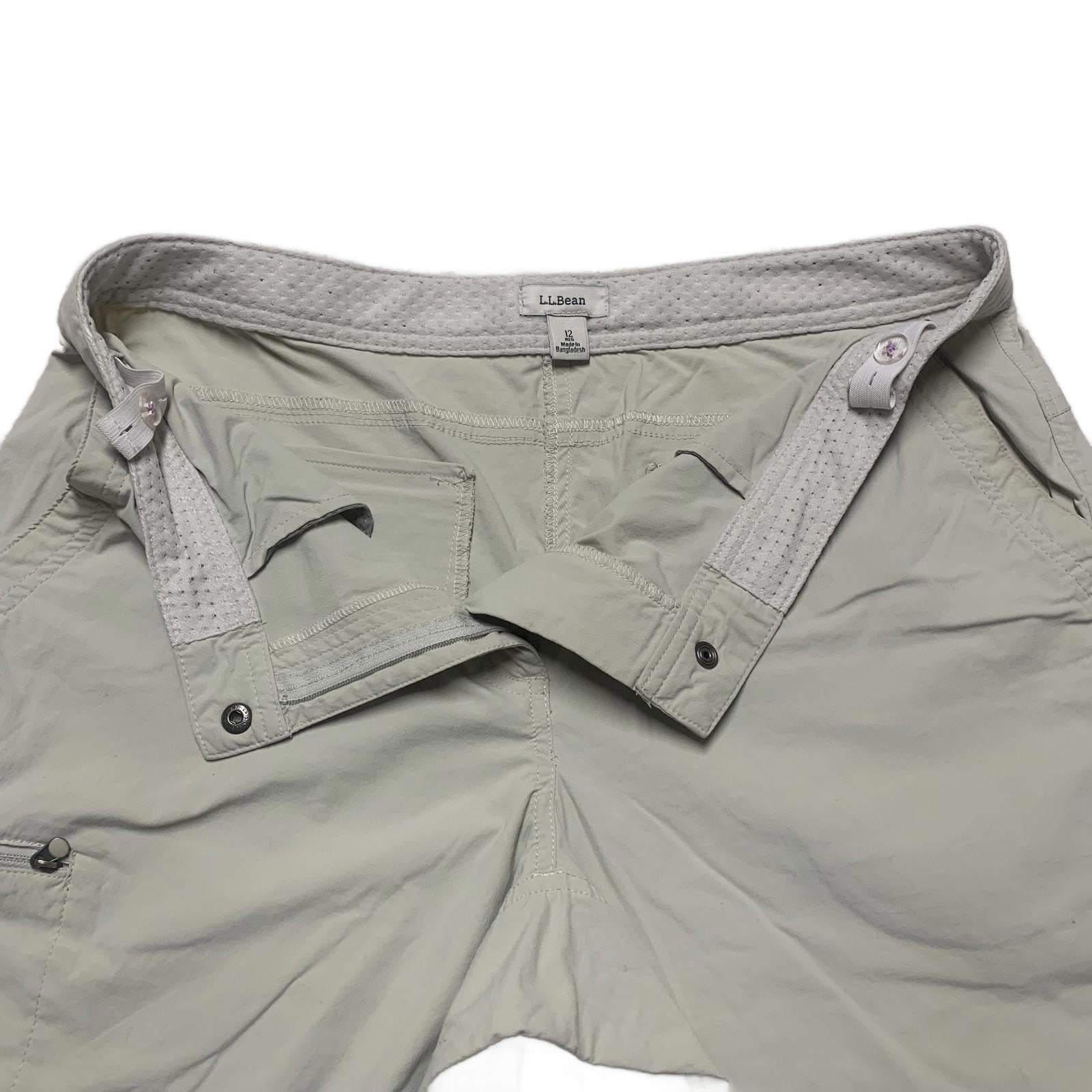 L.L. Bean Womens Sz 12R Beige Cargo Capris Outdoor Activities W34x22.5L
