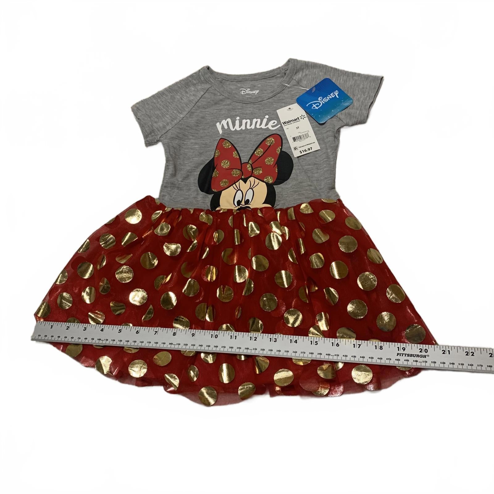 Disney Minnie Mouse Girls' Dress size 3T Red Gold Polka Dot TuTu Skirt