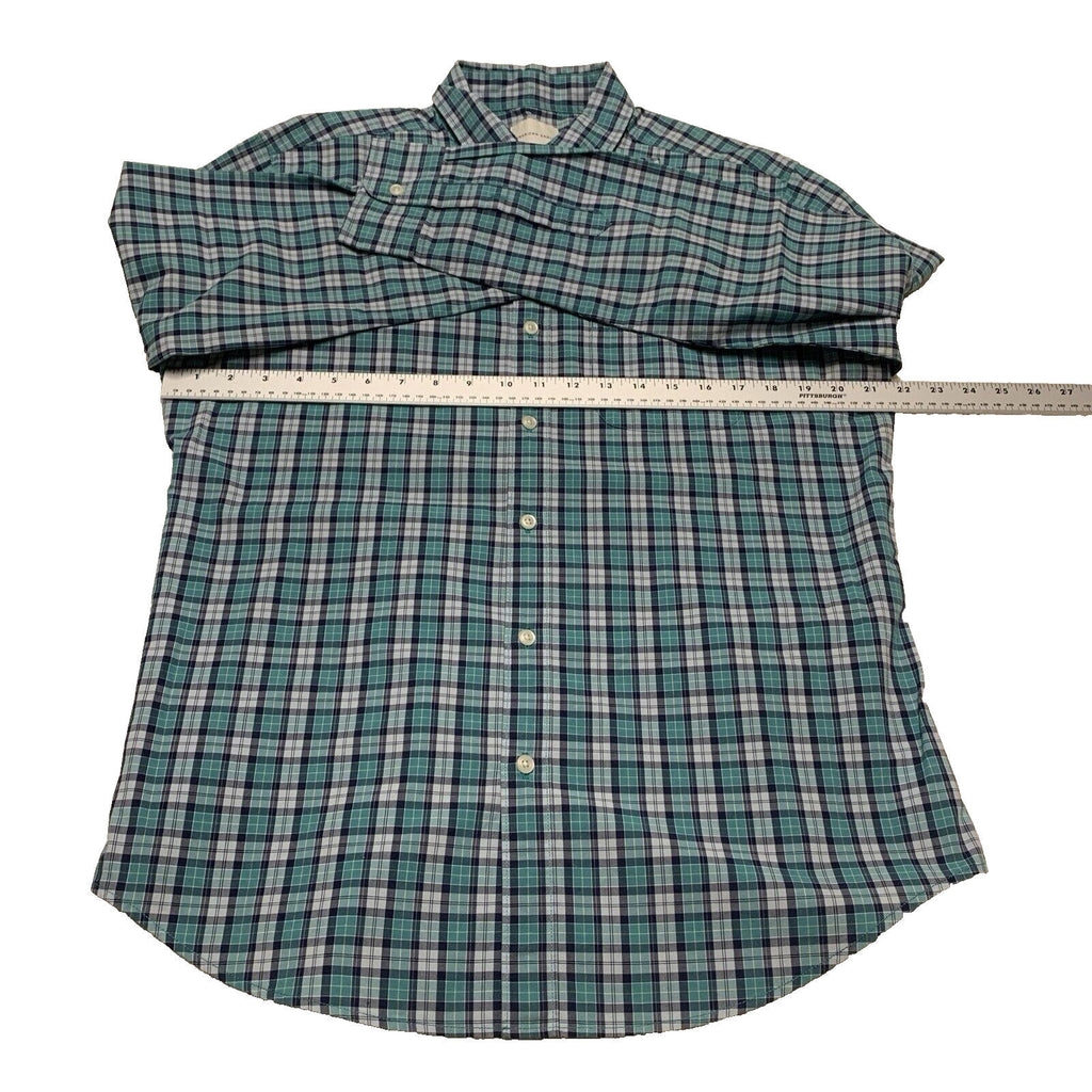 American Eagle Women’s Size Large Teal Blue Button up Shirt Plaid Long Sleeve