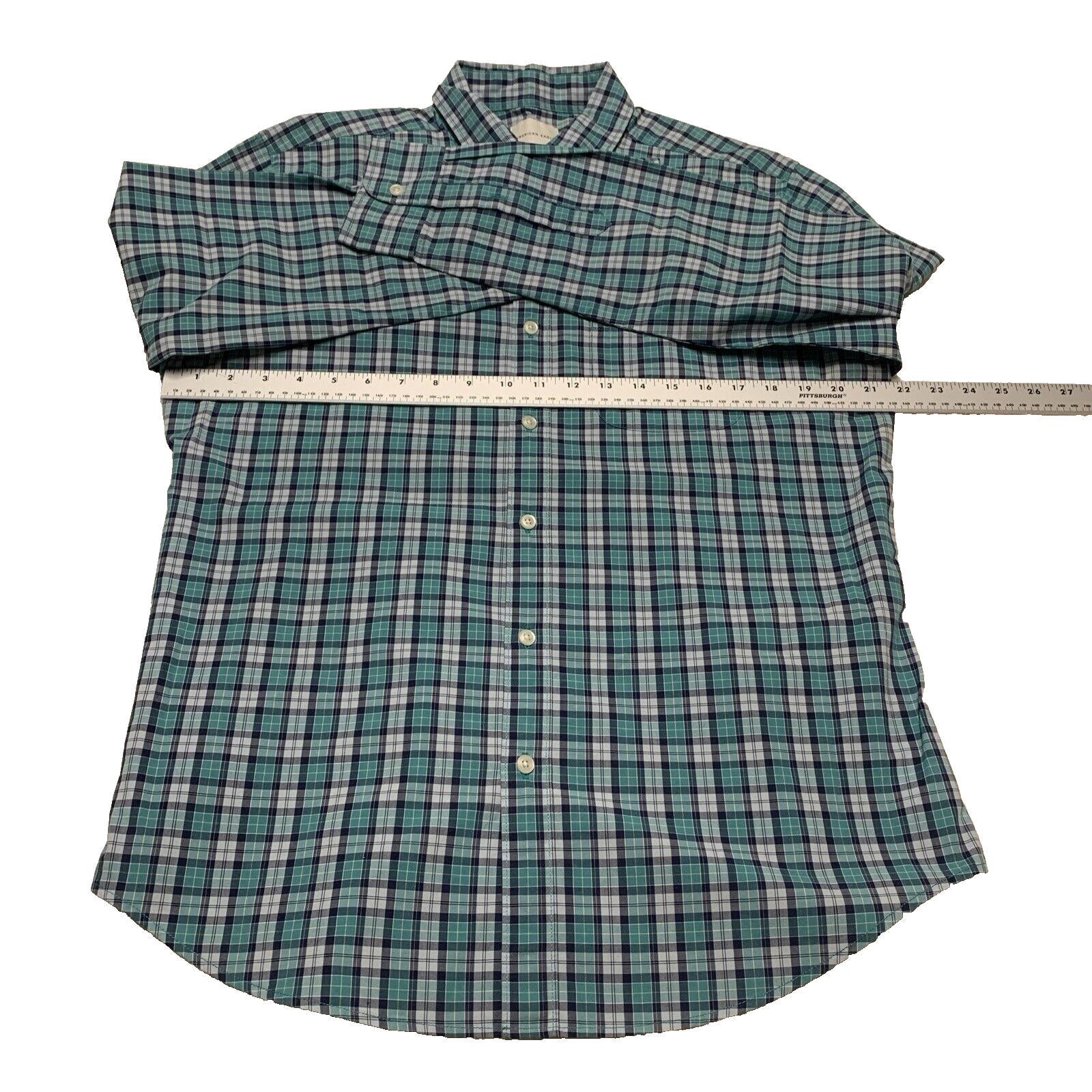 American Eagle Women’s Size Large Teal Blue Button up Shirt Plaid Long Sleeve