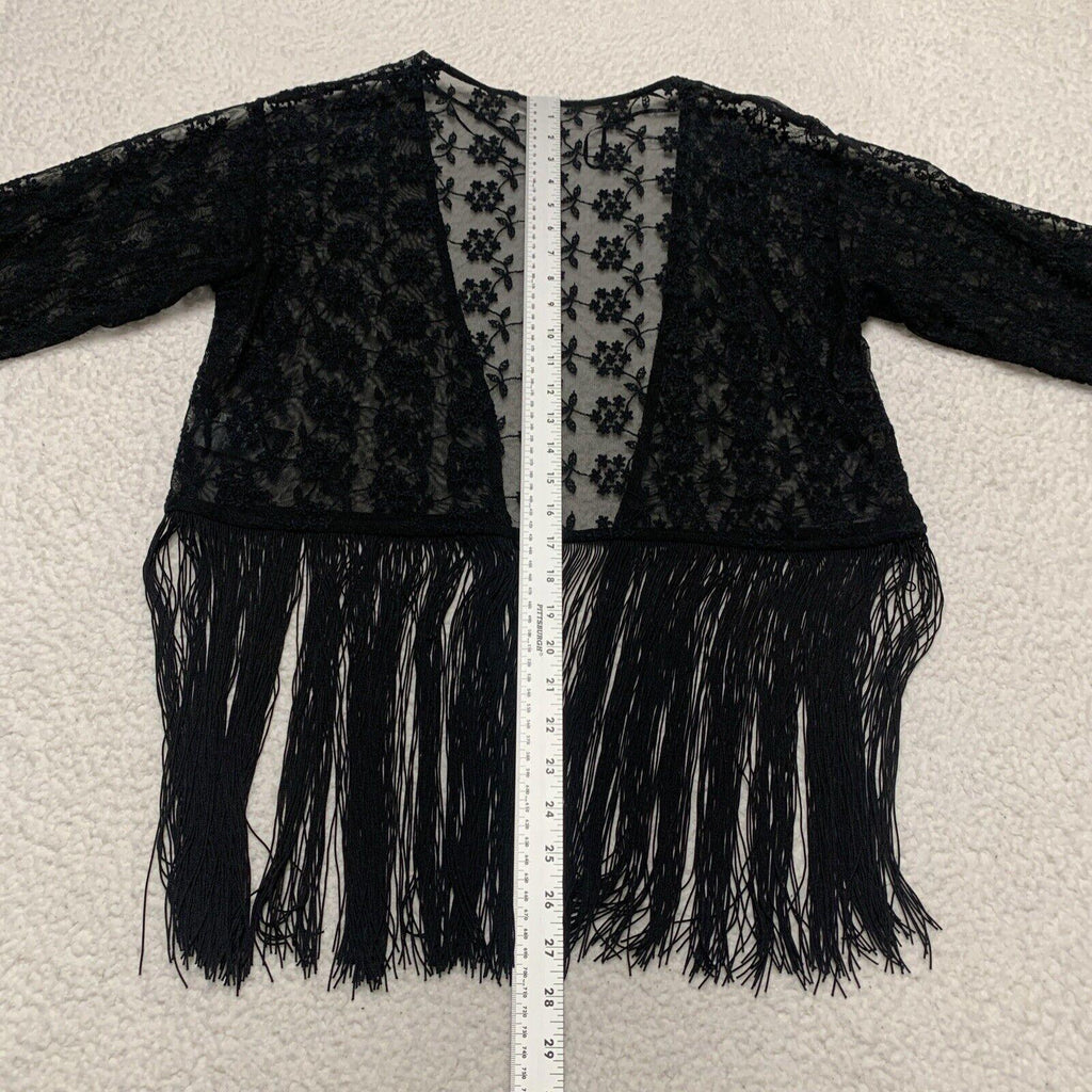 Divided H&M Women’s Size S Black Lace Fringe Shawl Ladies Scarf Boho Grunge