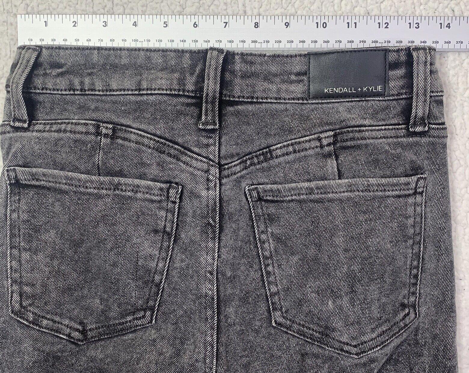Kendall + Kylie Girl's Jeans Sz 3/27 Black  The Icon High Rise Boo Wash Fray Hem