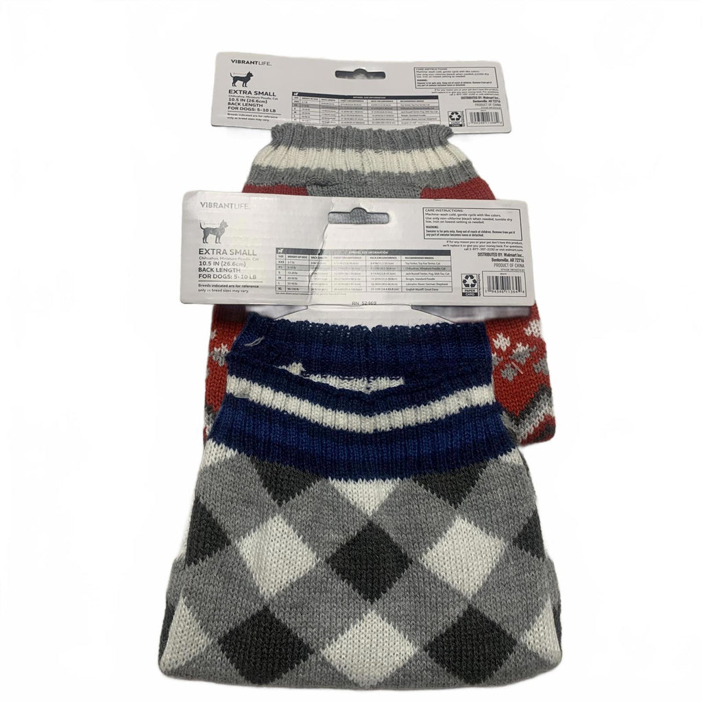 NWT Vibrant Life Dog Pet  Sweater Set 2 Pack  XS Red & White  Knit Holiday Style