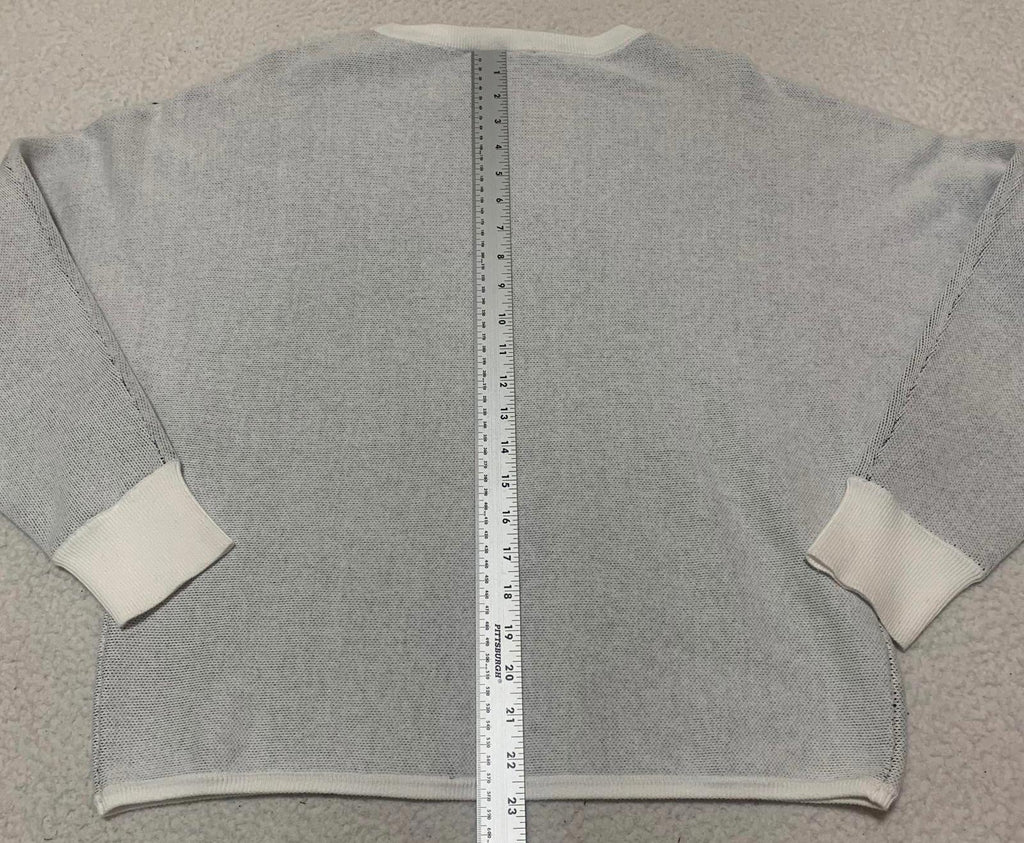 VTG DKNY Jeans Women's Size S Light Gray Crewneck Sweater Logo Butterfly Sleeve