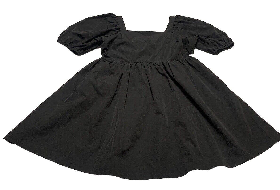 H&M Women’s Size Large Black Sun Dress Puff sleeve Vacation A-Line Cut