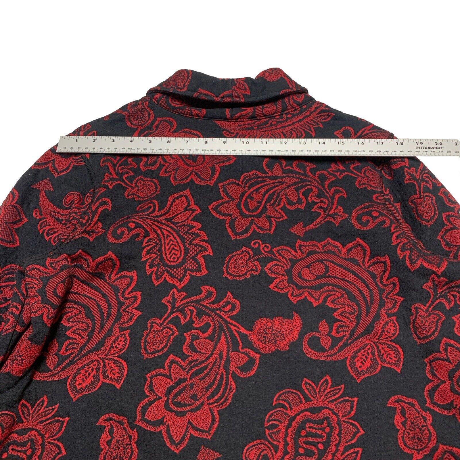 Croft & Barrow Womens Petite XL Red Black Paisley Floral Zip Sweater Long Sleeve