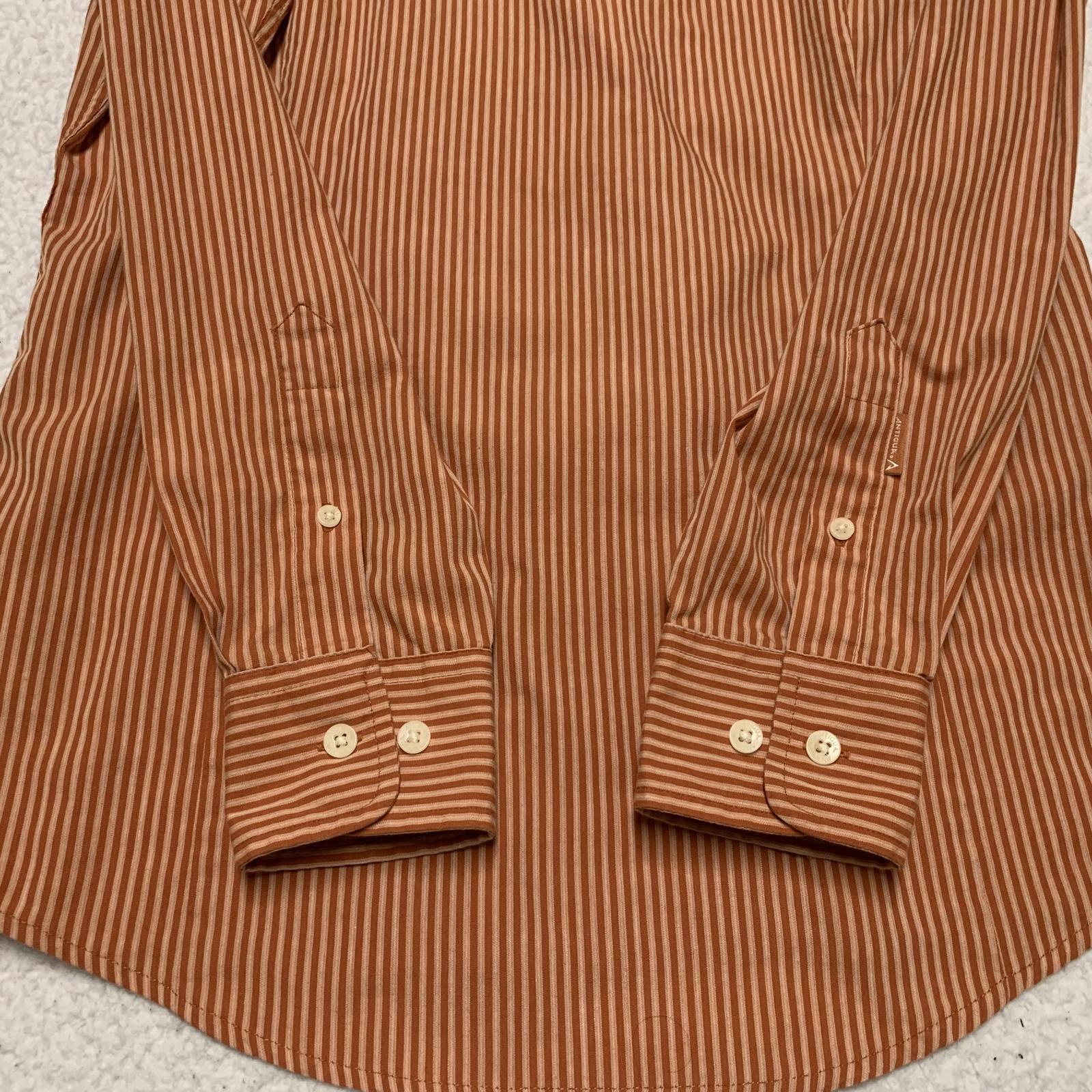 Antigua University of Texas Men’s Size Small Orange Striped Button-Up Shirt