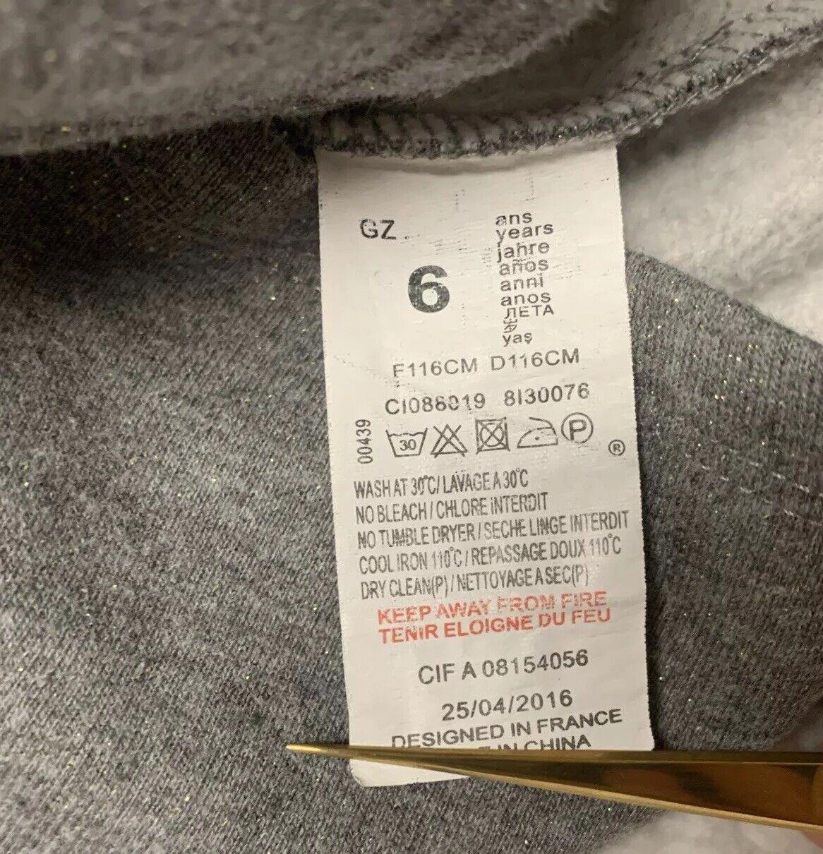 Chipie Girls Size 6 Heather Gray Fleece Sweatshirt Dress Scottish Dog Glitter