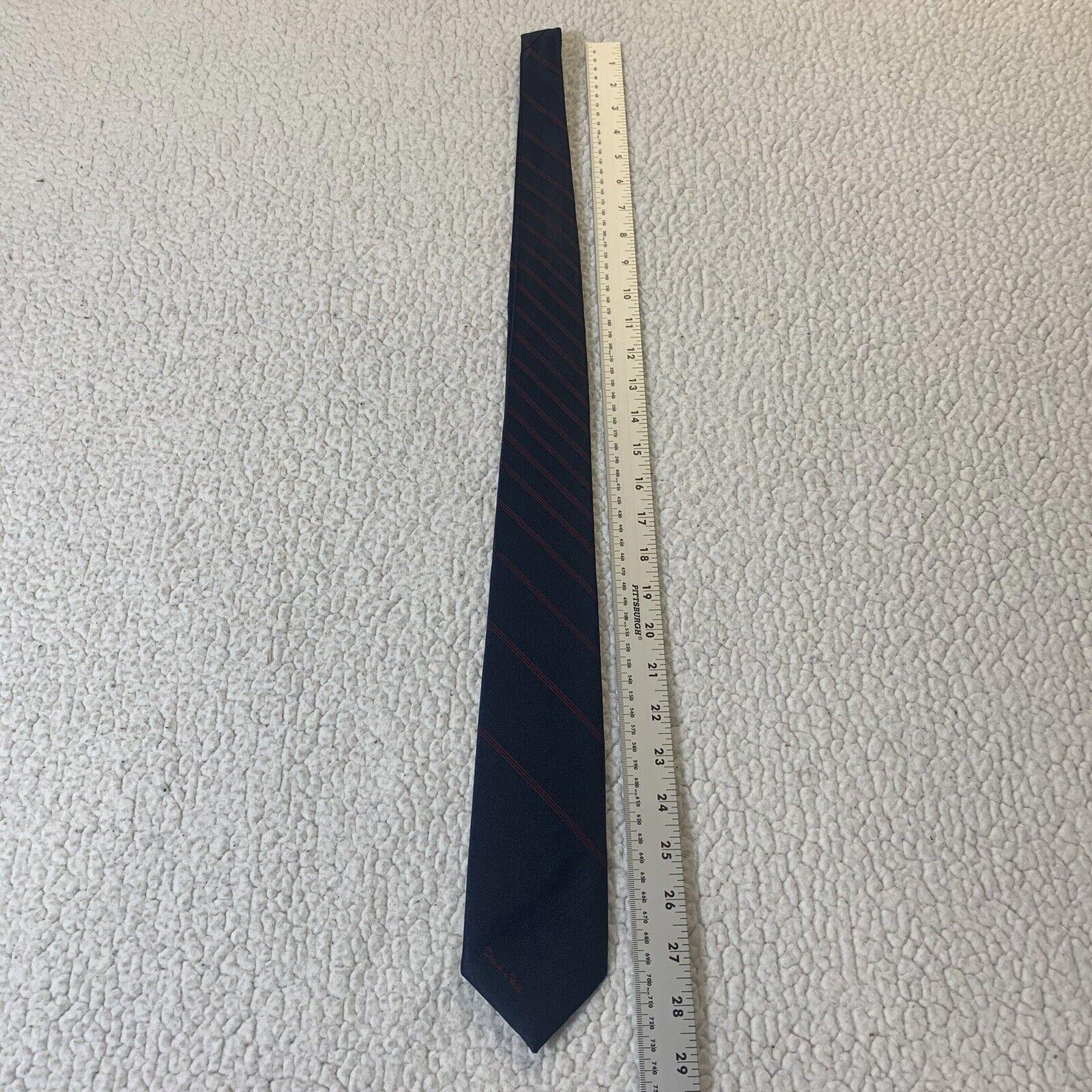 Oscar de la Renta Tie Navy Diagonal Red Striped  Signature