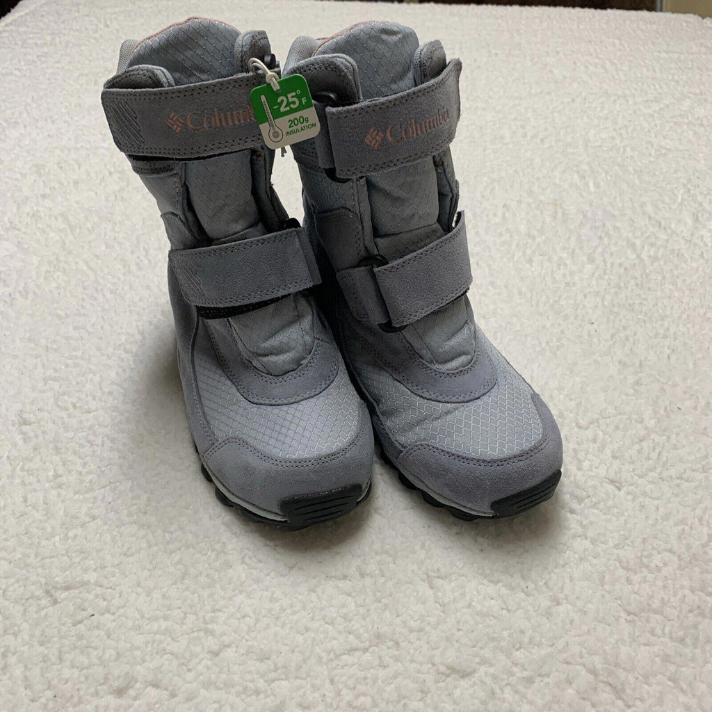 Columbia Youth Snow Boots Size 5 Waterproof Winter  Omni-Grip  Gray Pink