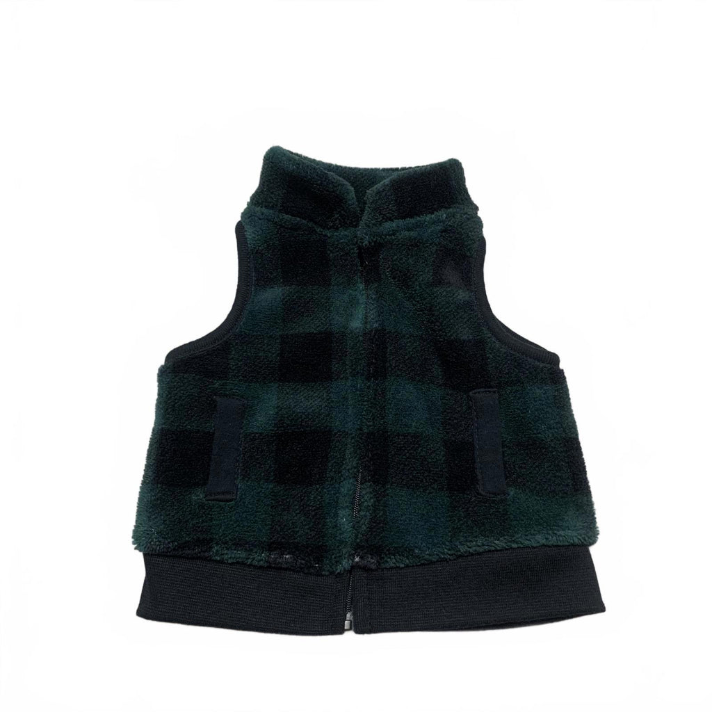 Emporio Baby Unisex 0-3 Months Green Plaid Fleece Vest