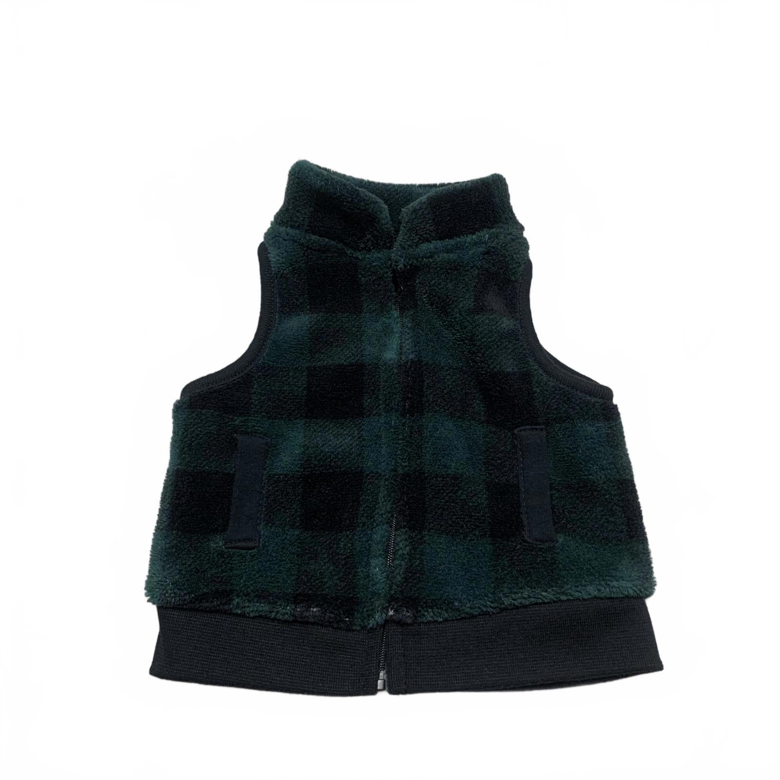 Emporio Baby Unisex 0-3 Months Green Plaid Fleece Vest