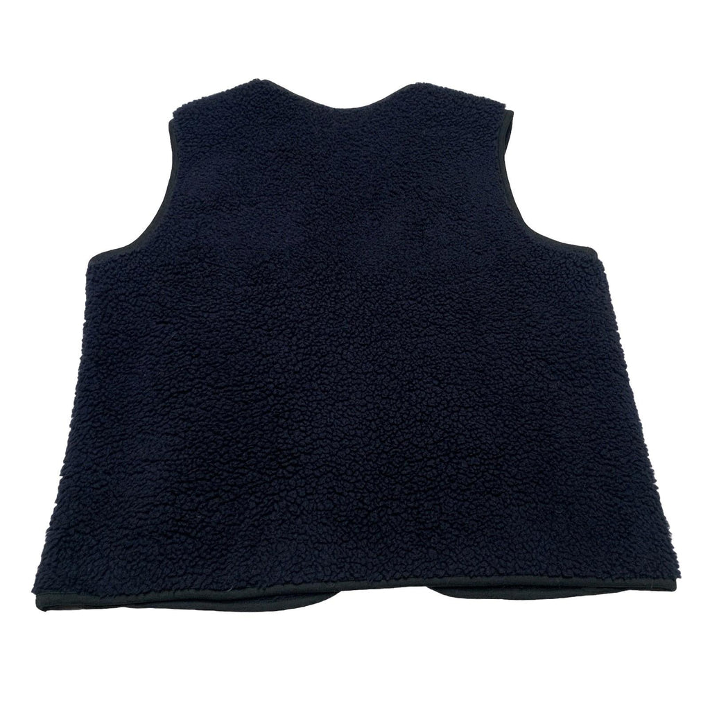 UNIQLO Women's Small Navy Vest V-Neck Full Zip Teddy Fleece Jacket Faux Sherpa
