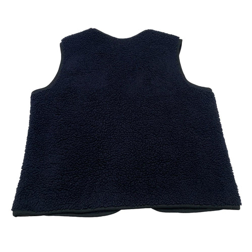 UNIQLO Women's Small Navy Vest V-Neck Full Zip Teddy Fleece Jacket Faux Sherpa