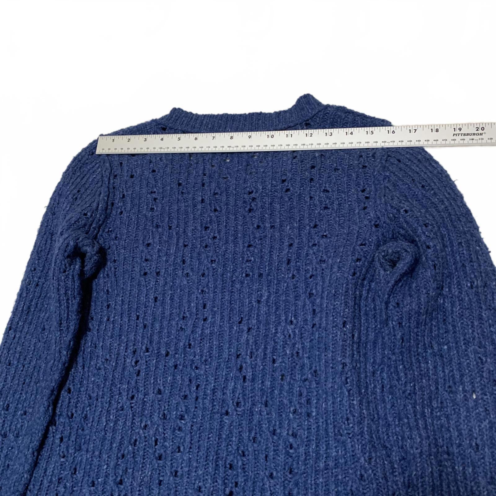 Free People Women's Size L Blue Pullover Long Sleeve Knit Sweater