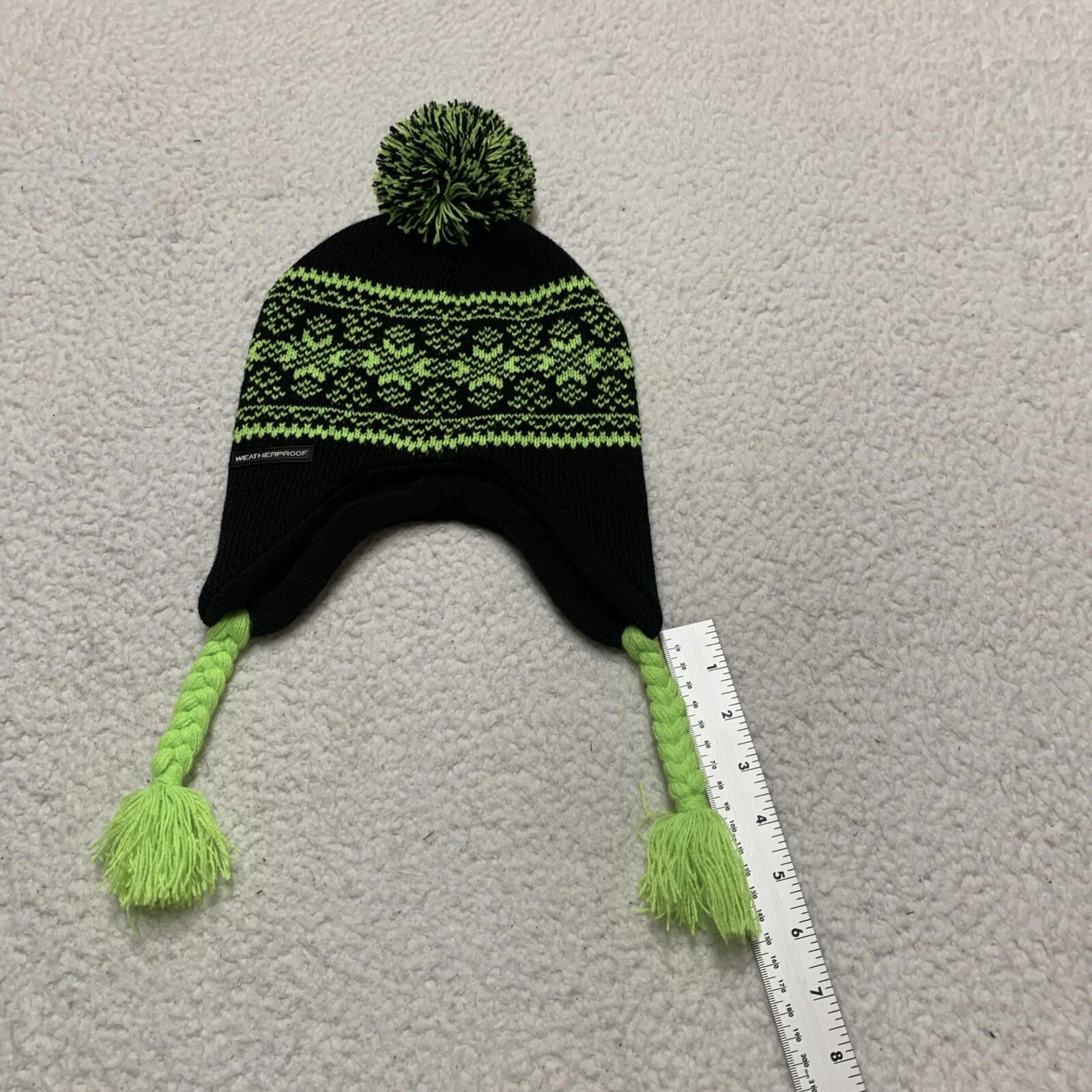 Weatherproof Youth One Size (8/20) Beanie Pom Pom Hat Braided Ear Flaps