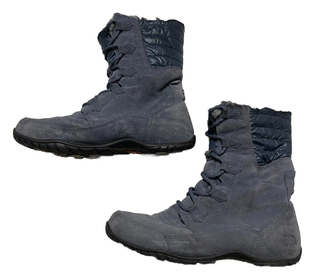 The North Face Women’s Sz 10 Gray Suede Faux Fur Prima Loft Winter Boots