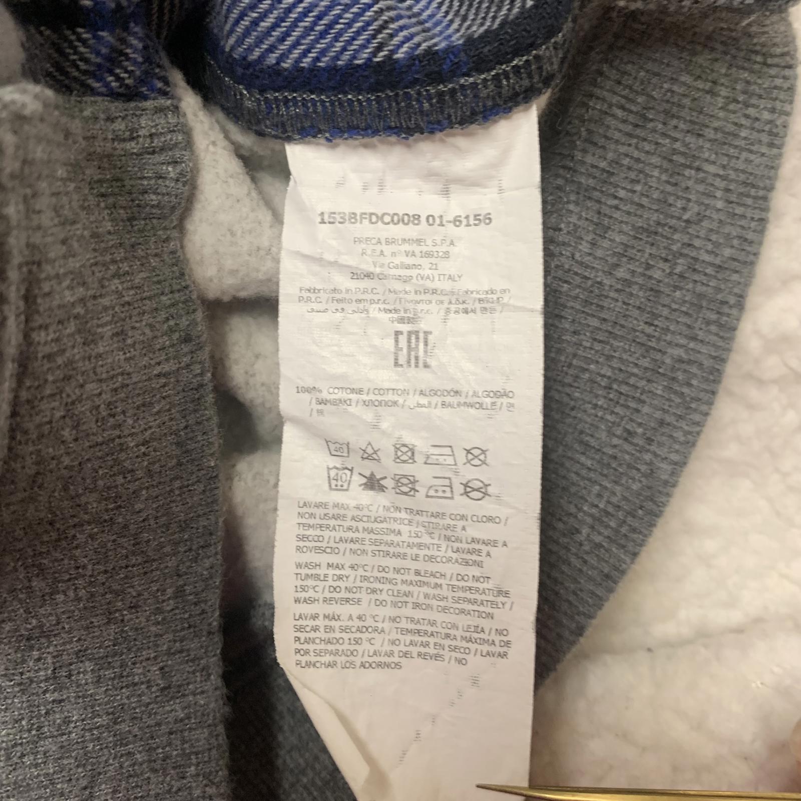 Brums Boys Size 5 Gray Blue Flannel Hooded Shirt Jacket Cotton