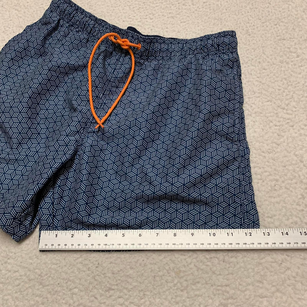 H&M Men's Sz M Navy Geometric Pattern Swim Shorts Trunks W30