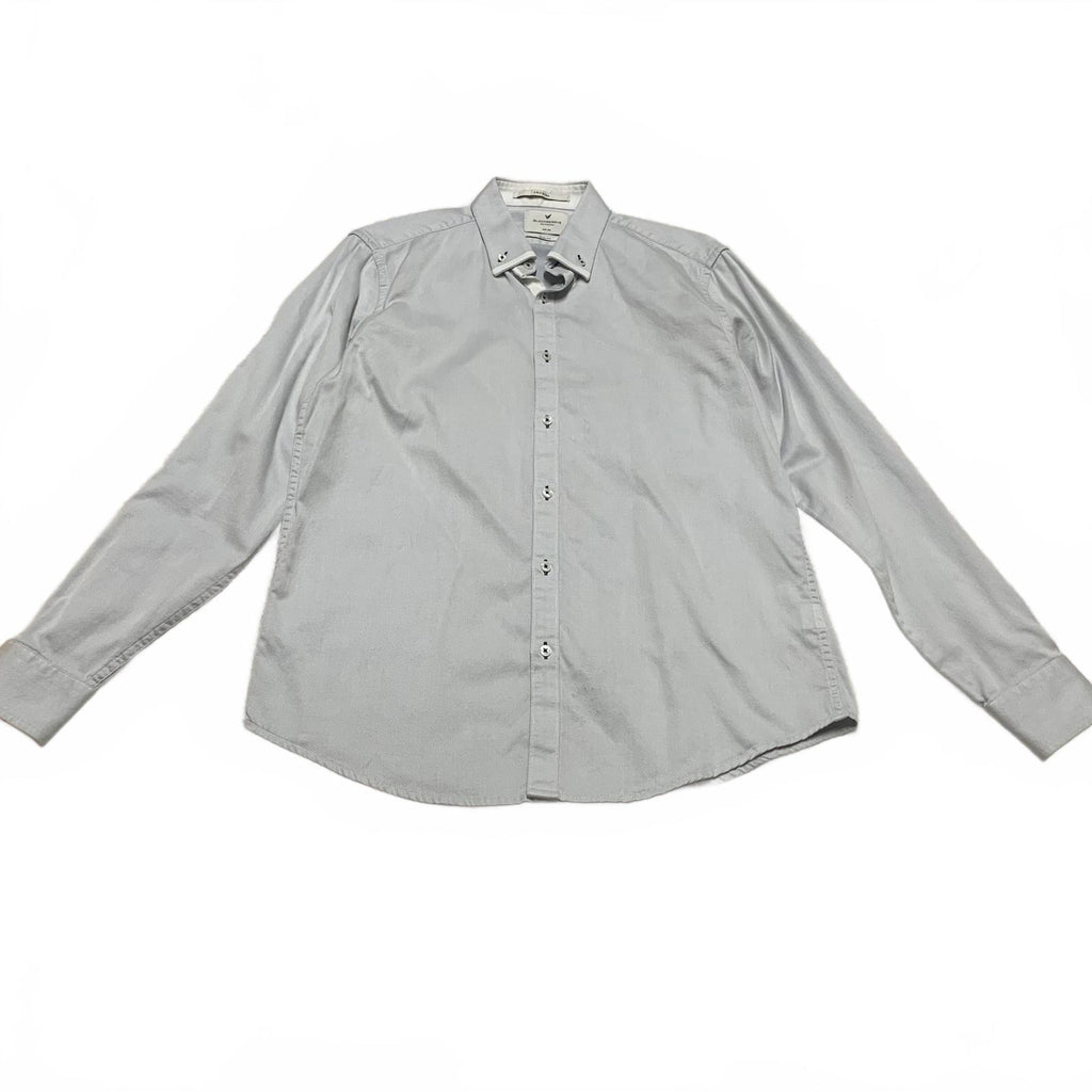 Blackberrys Mens Size L/40 Blue Gray Slim Fit Dress Shirt 2 Ply Ultra