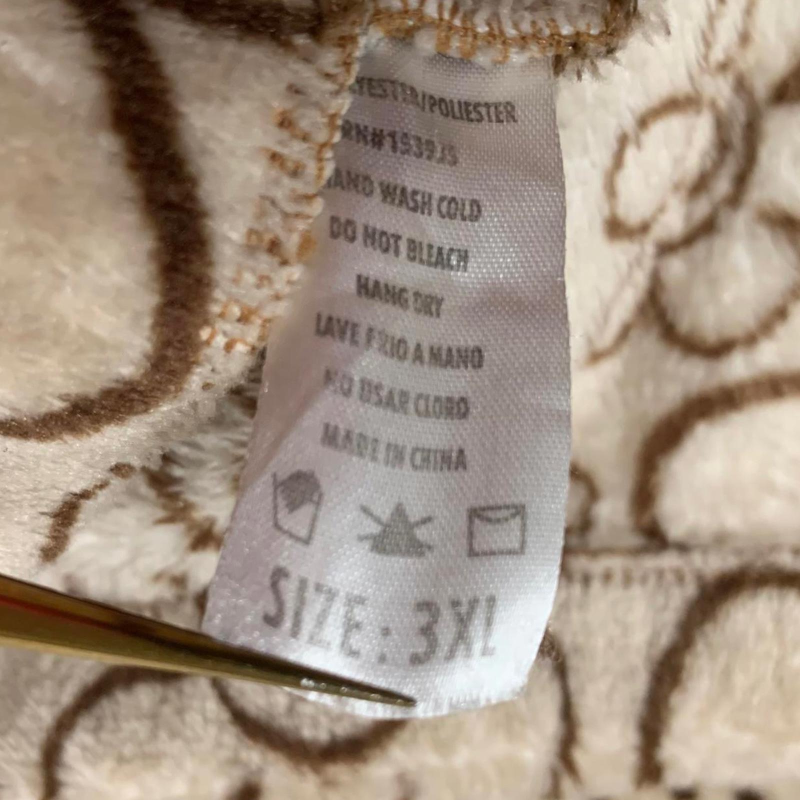 Fire & Fleur Womens Size 3xL Beige Floral Patterned Fleece Hoodie Jacket