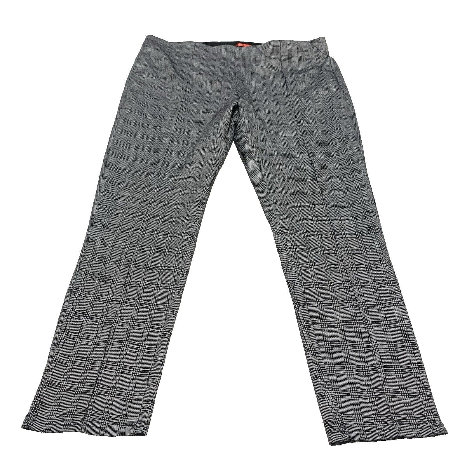 Maze Collection Pants Women's 3X Black Plaid Stretch Sewn