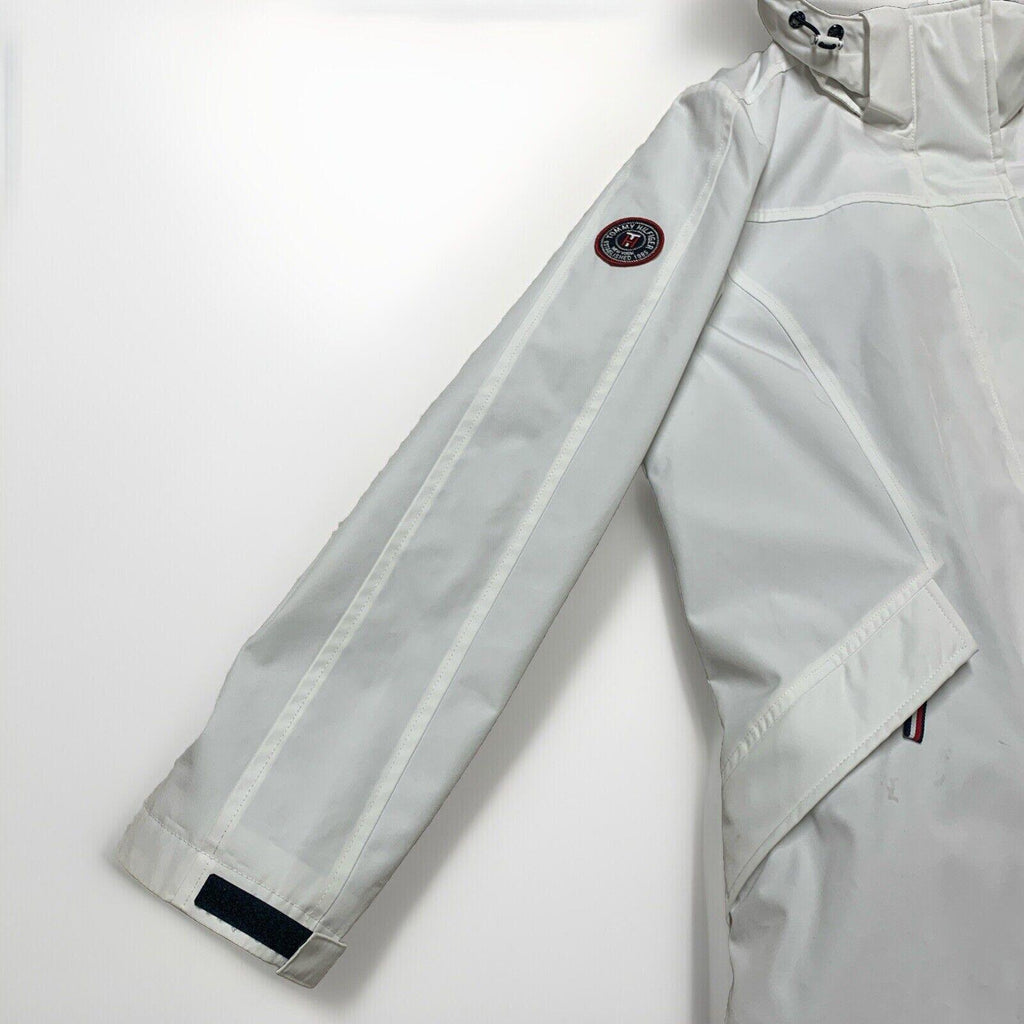 Tommy Hilfiger Women's M White Weather Hood Jacket Rain Coat