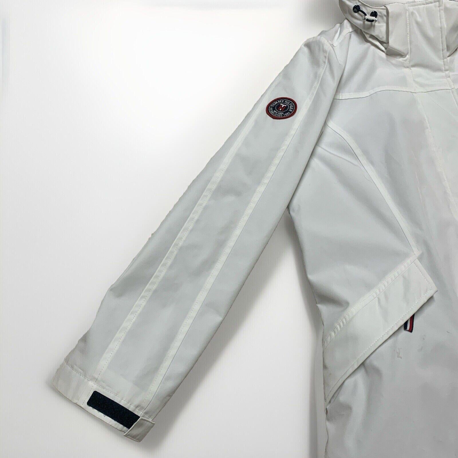 Tommy Hilfiger Women's M White Weather Hood Jacket Rain Coat