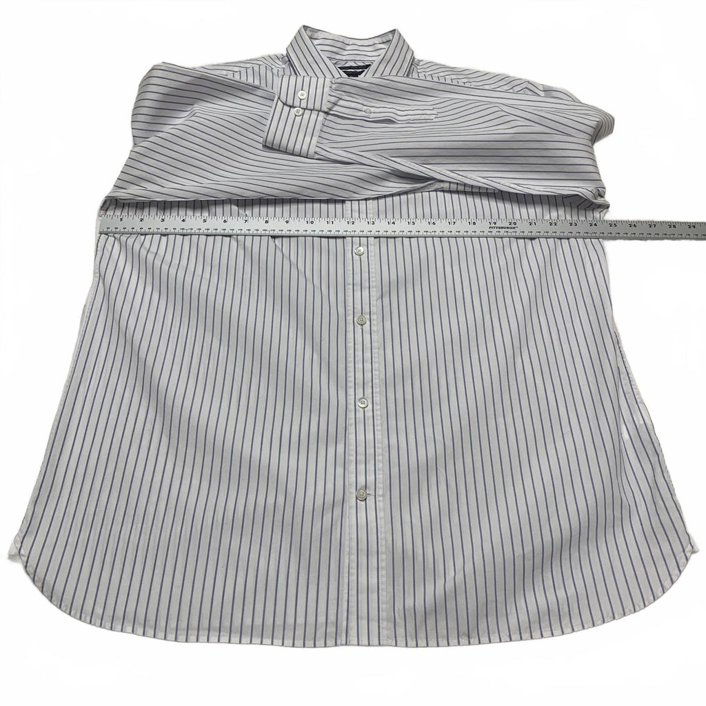 Banana Republic Men's Size XL Slim Fit White Blue Striped Button-Up Shirt