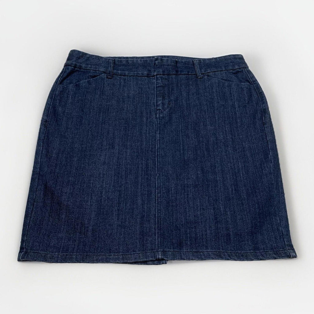 Old Navy Women's 12 Dark Denim Blue Trouser Skirt Pocket Pencil Stretch Slit