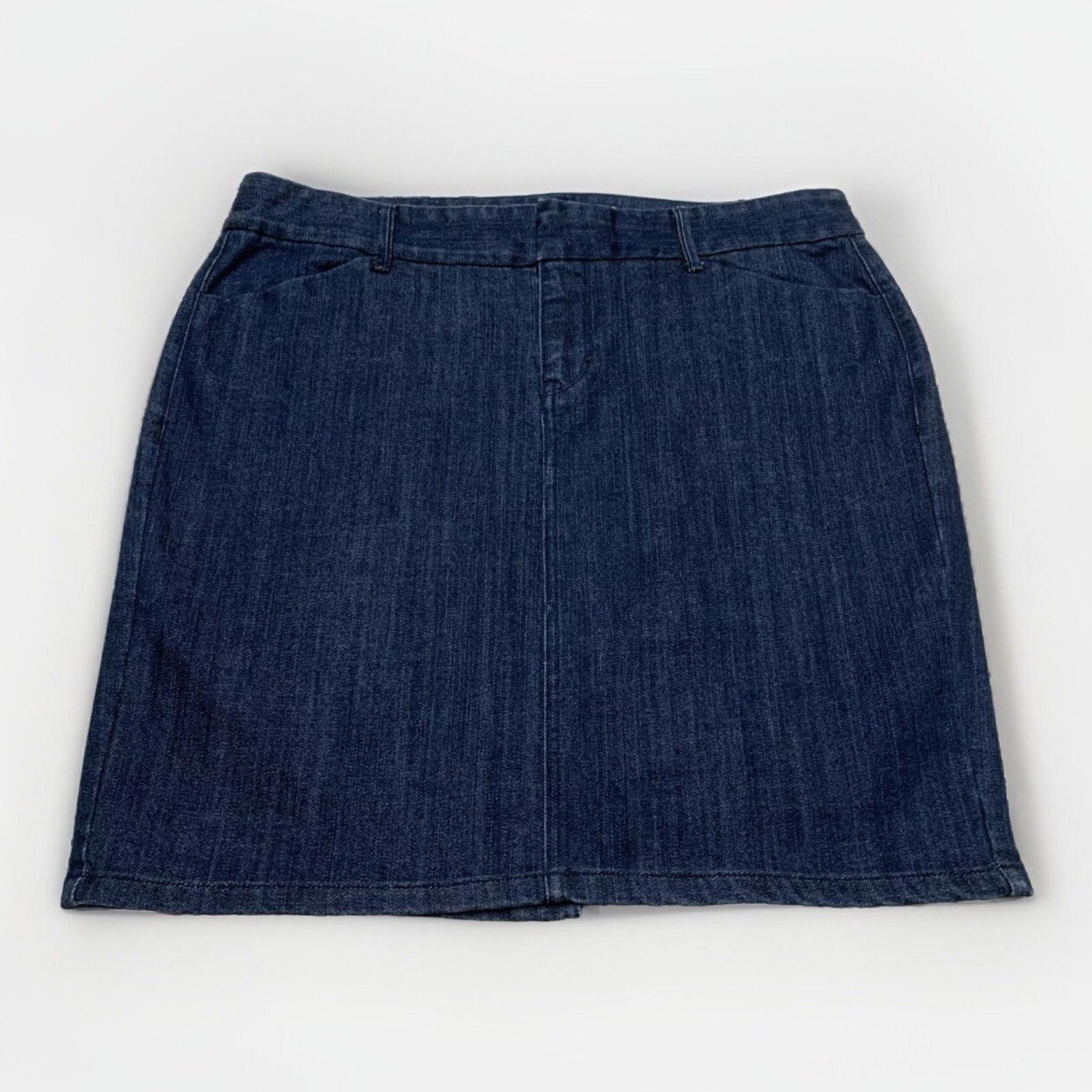 Old Navy Women's 12 Dark Denim Blue Trouser Skirt Pocket Pencil Stretch Slit