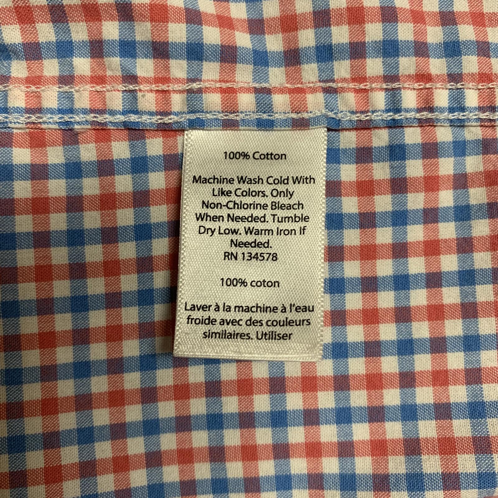 Vineyard Vines Men’s Large Red Blue Check Slim Fit Murray Button Shirt