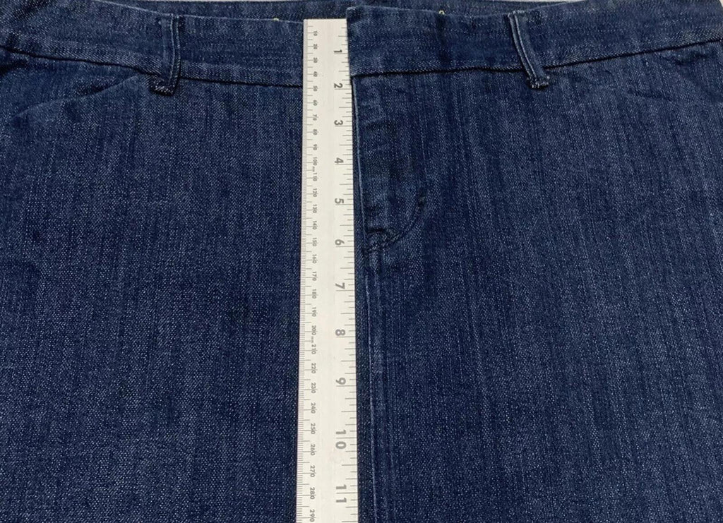 Old Navy Women's 12 Dark Denim Blue Trouser Skirt Pocket Pencil Stretch Slit