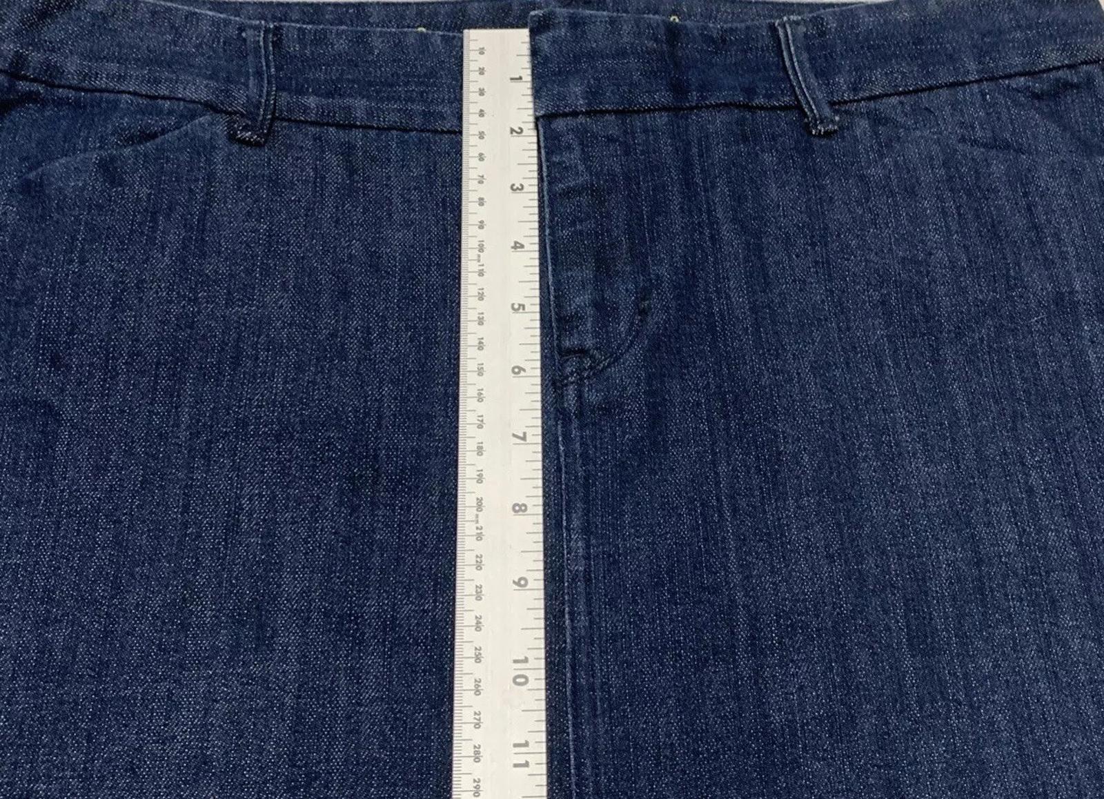 Old Navy Women's 12 Dark Denim Blue Trouser Skirt Pocket Pencil Stretch Slit