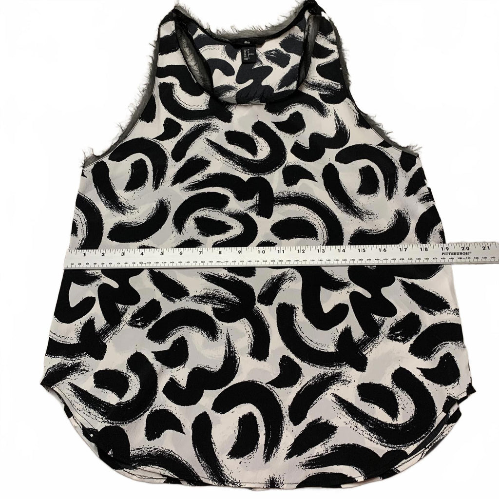 H&M Womens Size 8 Black White Abstract Print Women's Tank Top