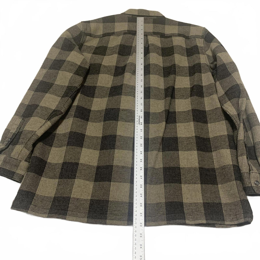 GAP Men's Size XL Tall Olive Black Buffalo Plaid Standard Fit Button-Up Shirt