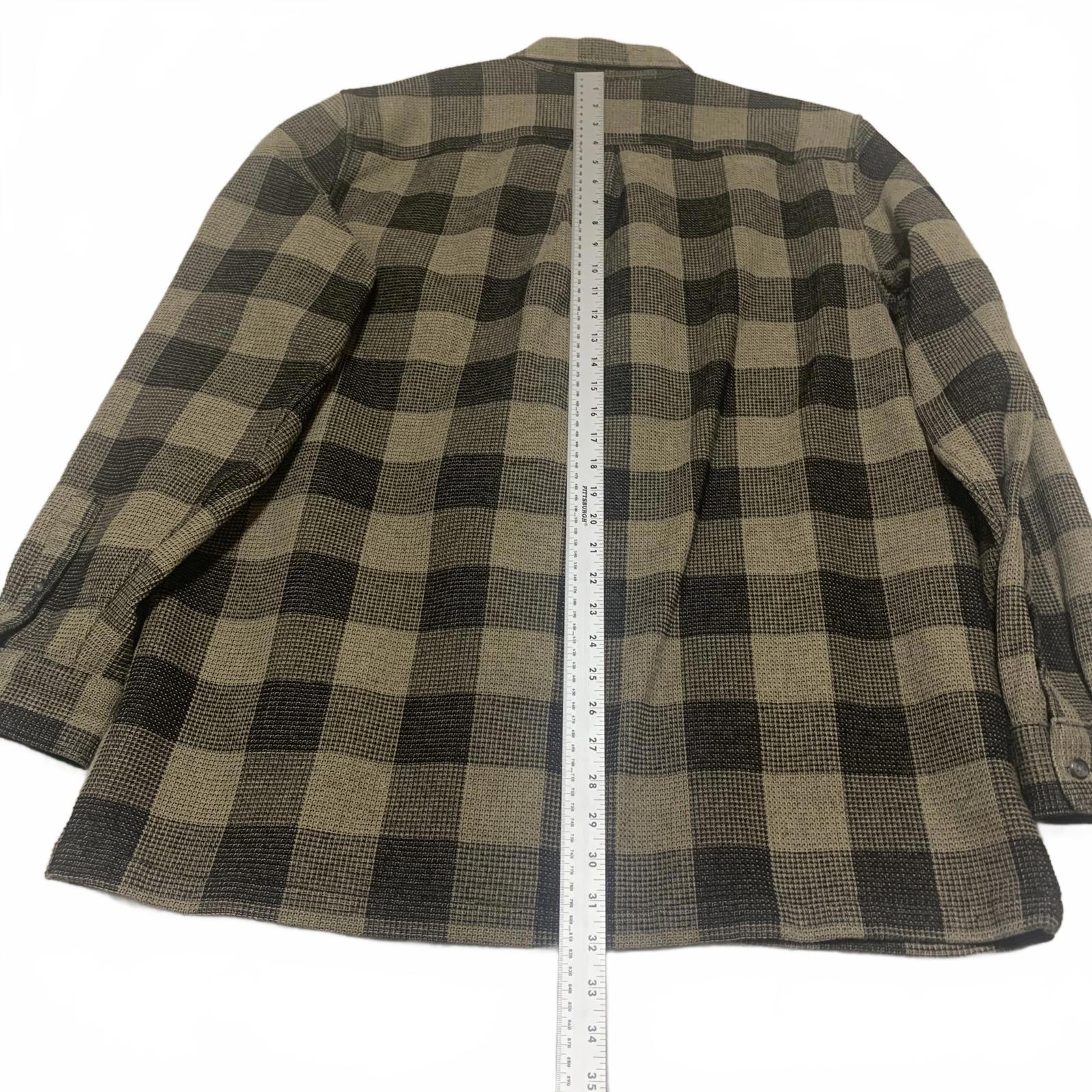 GAP Men's Size XL Tall Olive Black Buffalo Plaid Standard Fit Button-Up Shirt