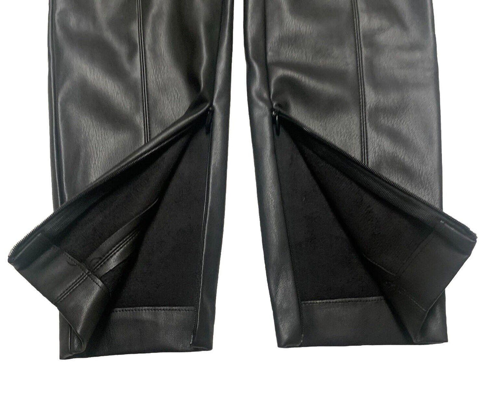 Zara Pants Women's Small Black Polyester/Faux Leather Ankle