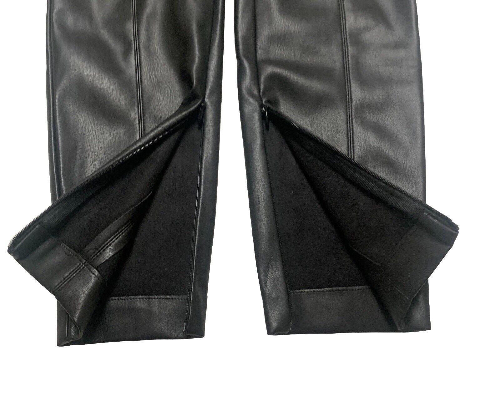 Zara Pants Women's Small Black Polyester/Faux Leather Ankle