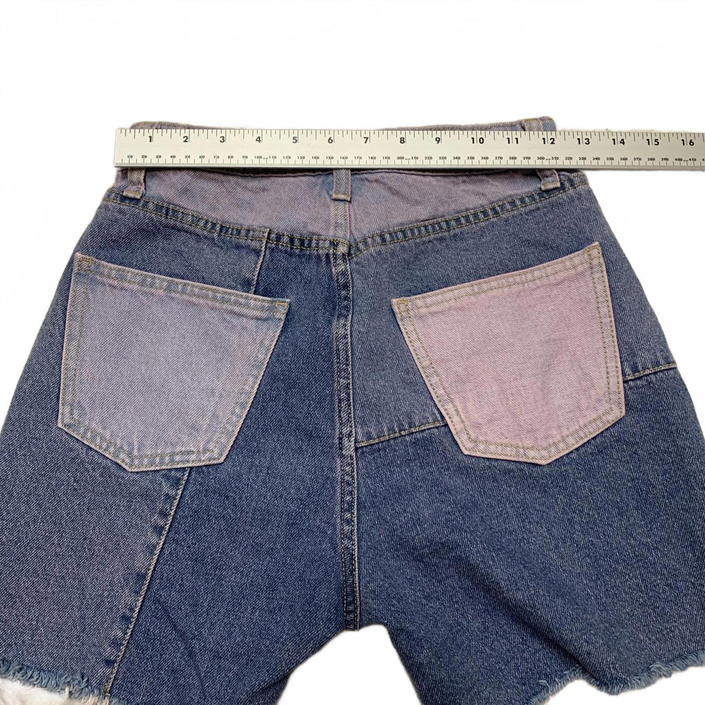 Wild Fable Womens Sz 0 Blue Pink Patchwork Denim Shorts 24.5