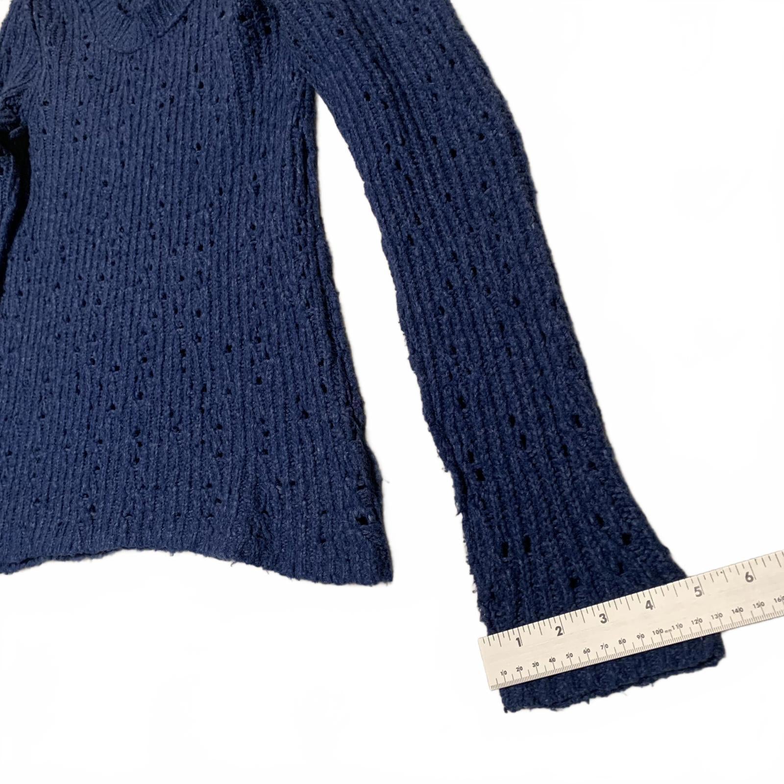 Free People Women's Size L Blue Pullover Long Sleeve Knit Sweater