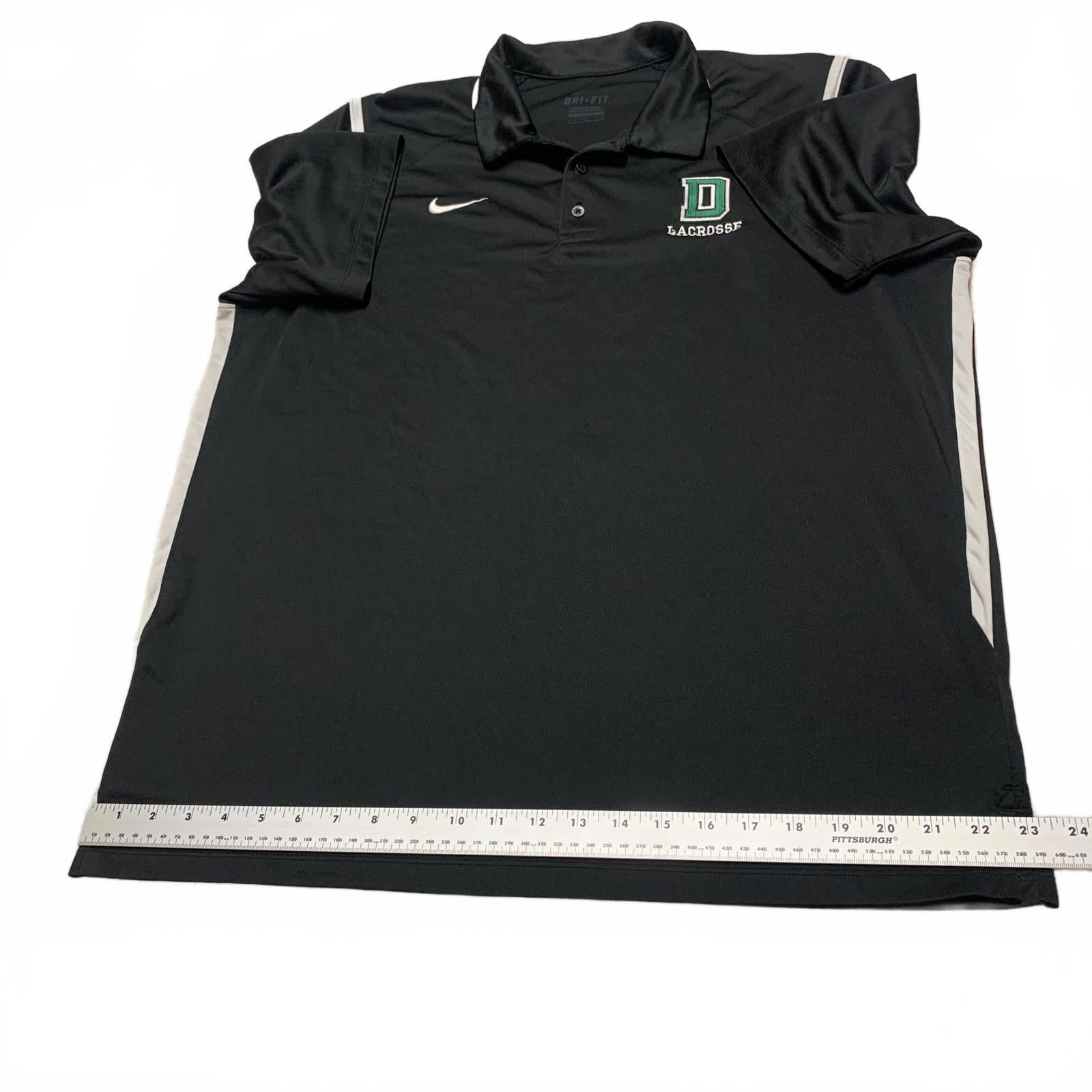 Nike DRI-FIT Mens Sz Large Black Lacrosse Polo Black