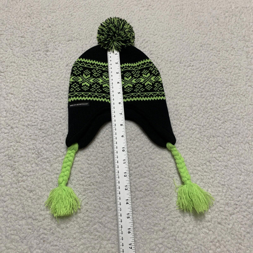 Weatherproof Youth One Size (8/20) Beanie Pom Pom Hat Braided Ear Flaps