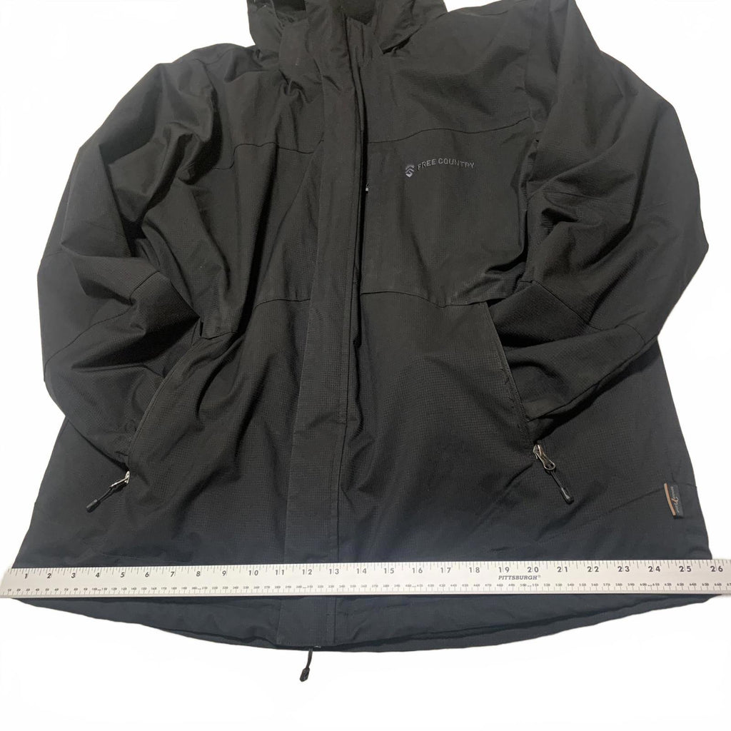 Free Country Men's Size X Large  Black Utility Jacket Hooded Coat  Warm Durable