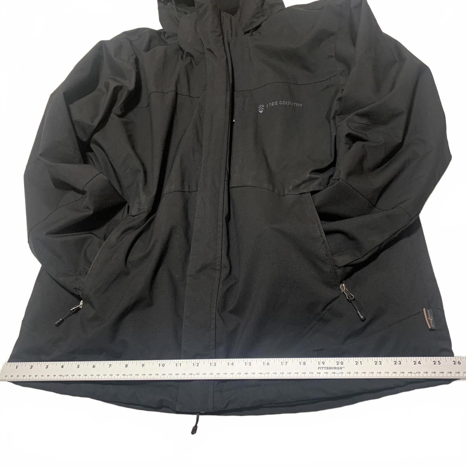 Free Country Men's Size X Large  Black Utility Jacket Hooded Coat  Warm Durable