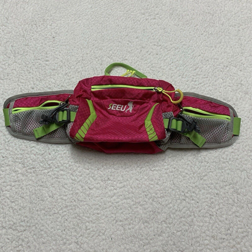 SEEU Gray Pink Green Fanny Pack Sling Crossbody Waist Bag Trail Hike