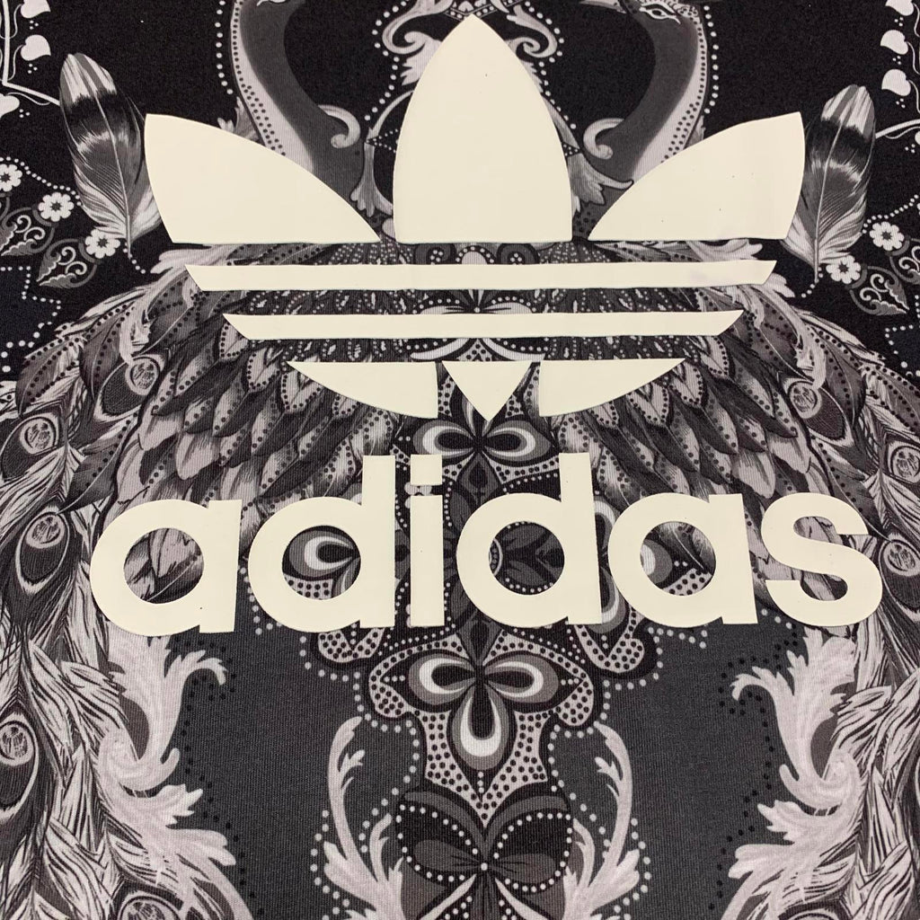 Adidas Sz S Black T Shirt  Paisley Feather Graphic Logo  Design