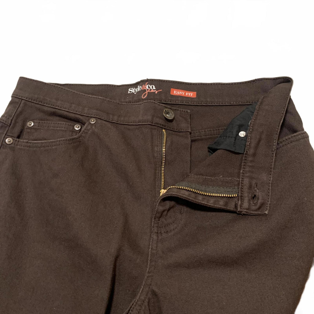 Style & Co. Women's No Size Label Easy Fit Brown Casual Pants